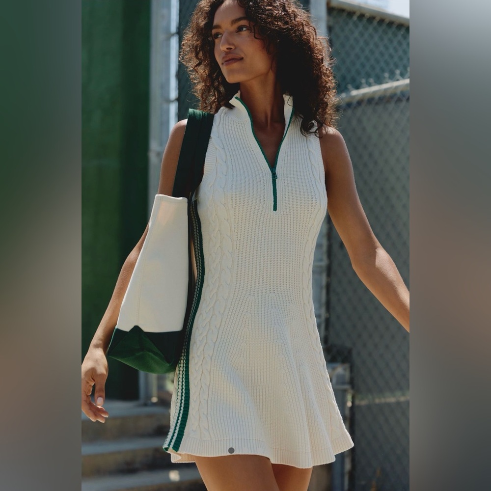 🎾 Anthropologie Daily Practice Side Lines Half Zip Mini Dress size Small